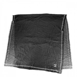 Chanel Shawl CC Logo Lame Scarf Wool Viscose